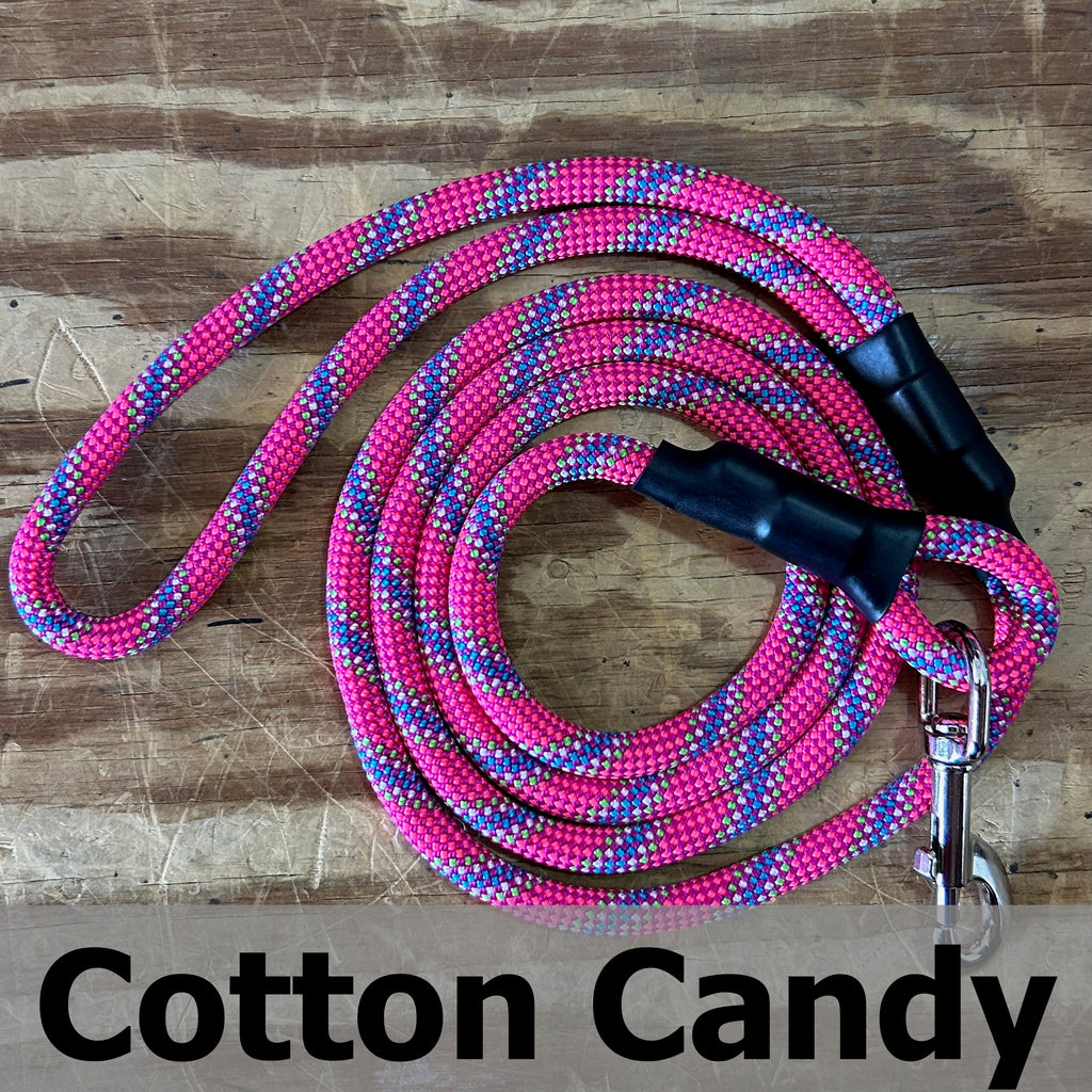 Standard Clip Leash in Cotton Candy, upcycled climbing rope dog leash